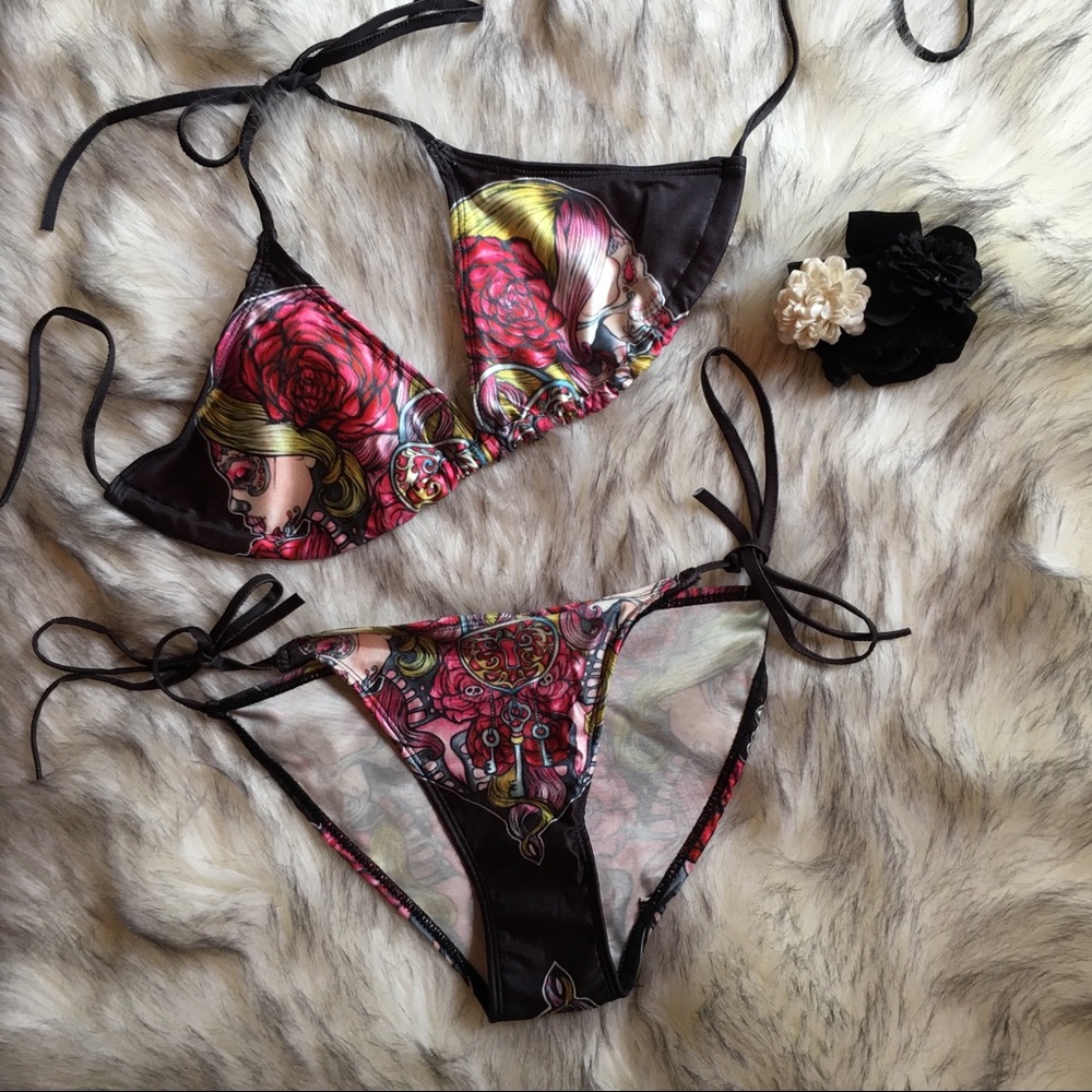 COPY - Dia de los muertos Floral bikini set